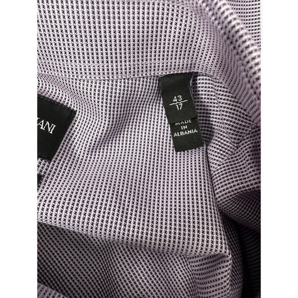 Emporio Armani New York Purple Long Sleeve Button Up Shirt Men's 43 17 - Picture 7 of 8